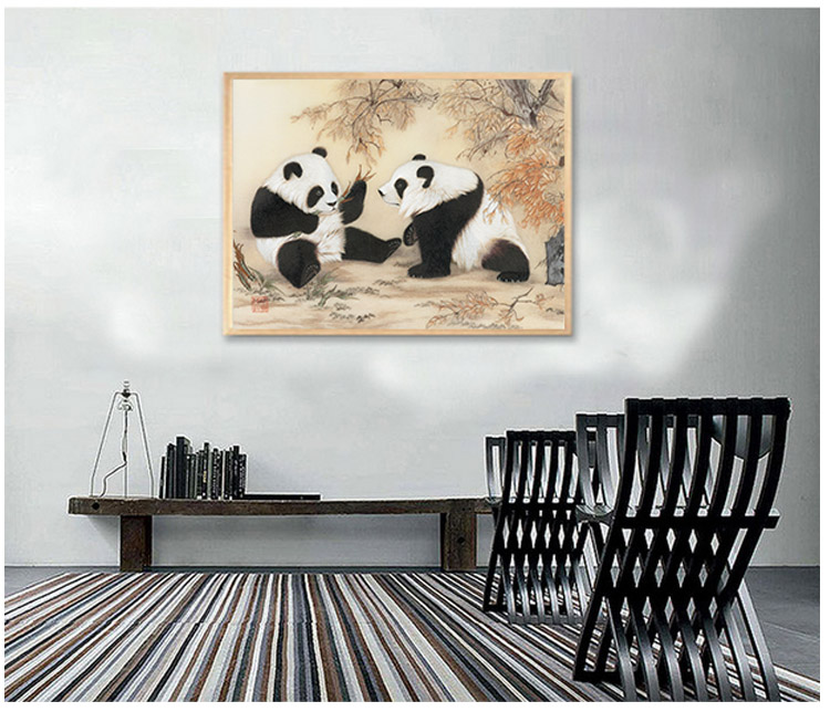 Nổi tiếng cổ thêu nghệ thuật thêu thêu tự làm kit người mới bắt đầu handmade vẽ tranh trang trí gấu trúc 30 * 40CM bán tranh thêu