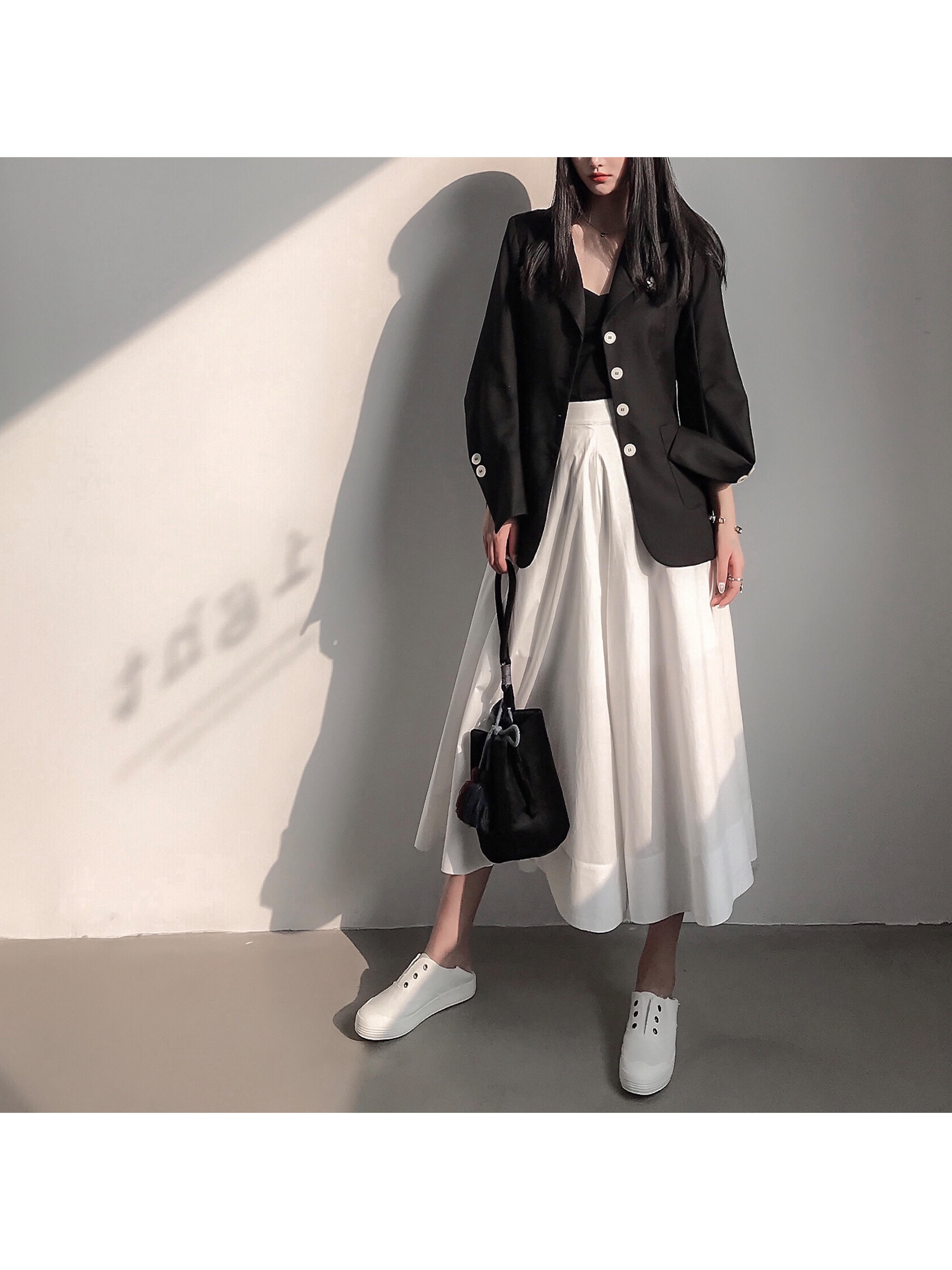 JIANGJIANG solid color high-waisted casual pants women's versatile design sense large pants thin nine-point pants wide-leg pants