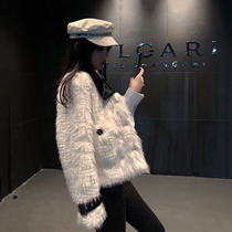 Limited time special price] White fur one coat rich family thousand gold small fragrance wind water corrugated green fur coat
