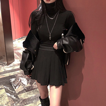 Black skirt women 2021 New temperament universal take pleated skirt with safety pants high waist A- line dress