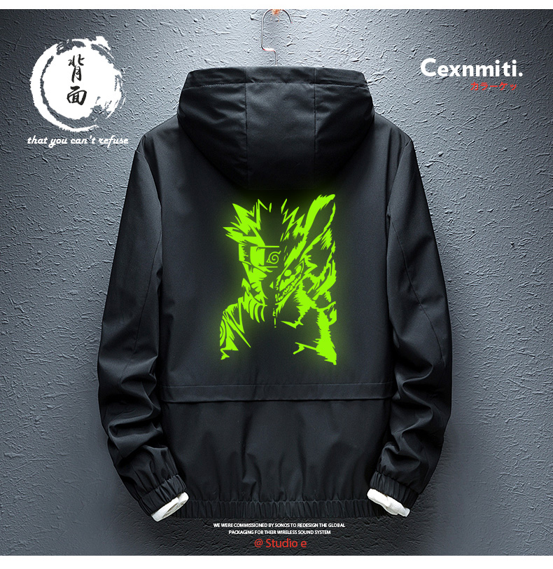 Xiuluo 2019 áo khoác mới Naruto áo Naruto viết tròn mắt Sasuke áo len nam trùm đầu mùa xuân - Áo khoác đôi áo khoác nam hàng hiệu