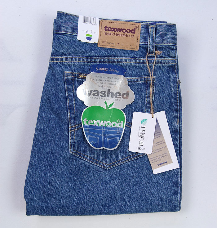 New Texwood Pingguo Men's Jeans, All-Cotton, Comfortable, Wrinkle-Free, Mid-Rise, Blue, Light Blue, Dark Blue