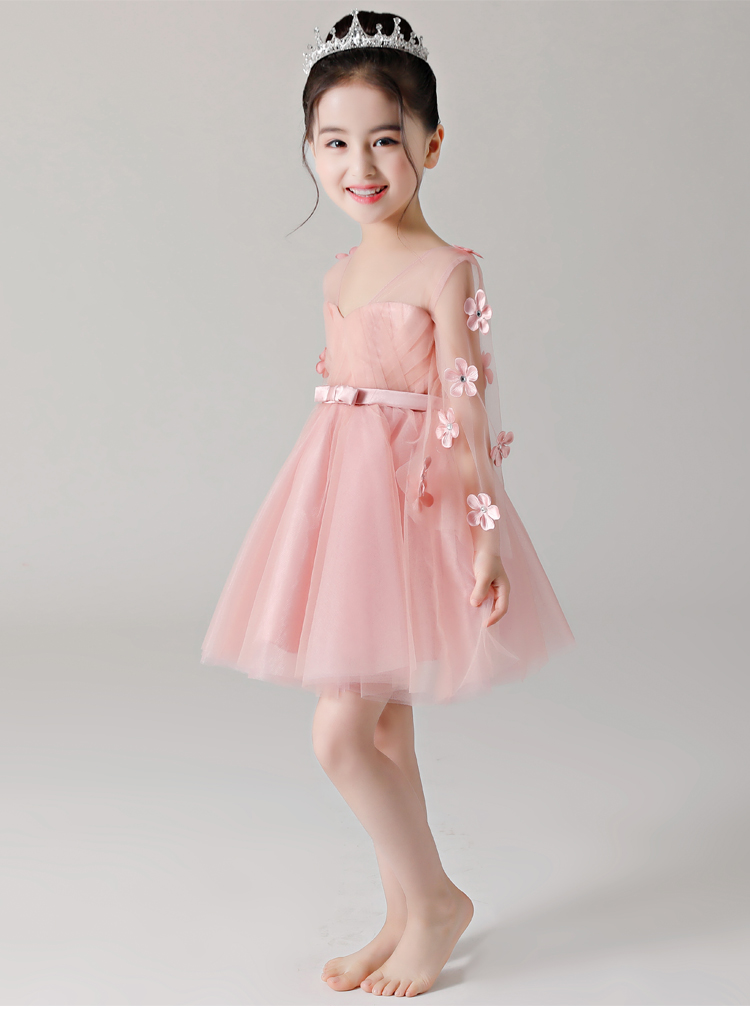 Cô gái phù dâu ăn mặc công chúa váy cô gái đám cưới của trẻ em hồng hoa cô gái đàn piano sinh nhật máy chủ trang phục mùa hè váy cho bé