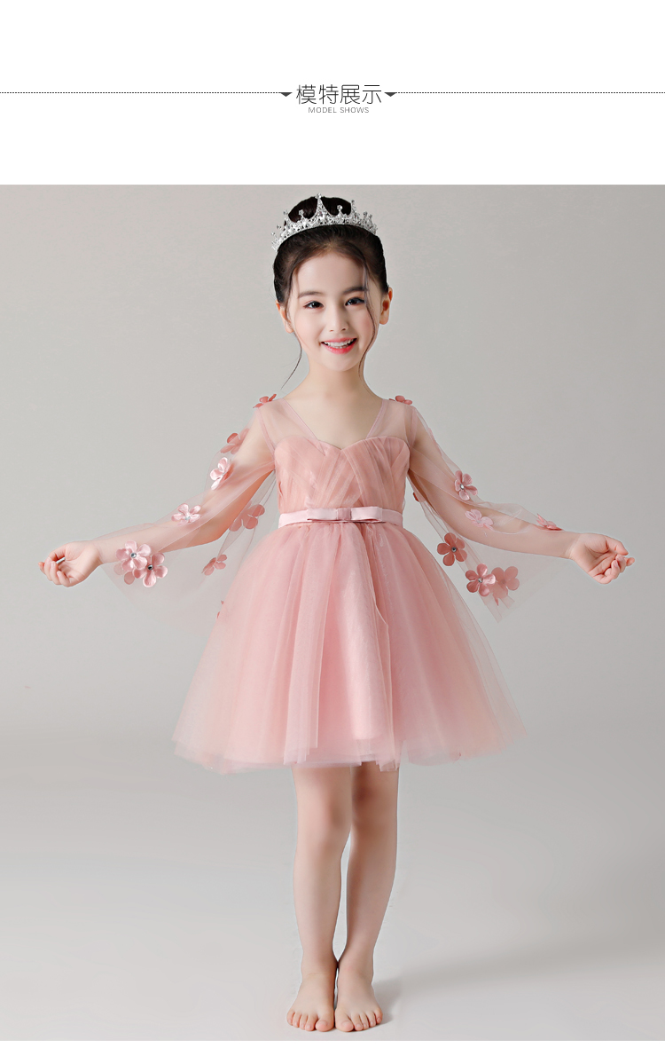 Cô gái phù dâu ăn mặc công chúa váy cô gái đám cưới của trẻ em hồng hoa cô gái đàn piano sinh nhật máy chủ trang phục mùa hè váy cho bé