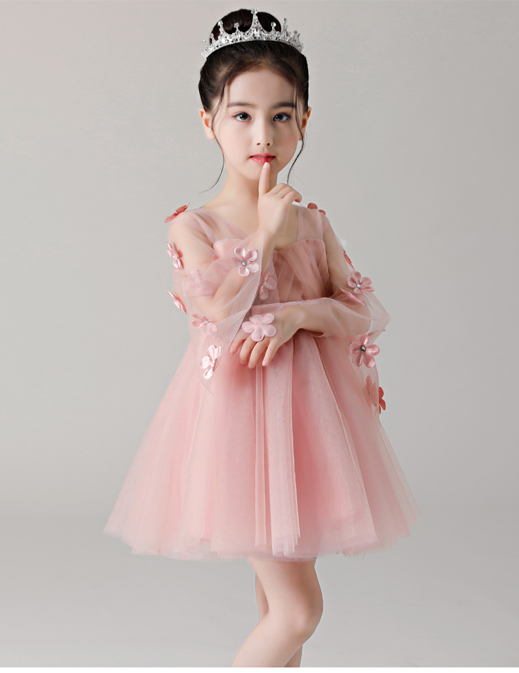 Cô gái phù dâu ăn mặc công chúa váy cô gái đám cưới của trẻ em hồng hoa cô gái đàn piano sinh nhật máy chủ trang phục mùa hè váy cho bé