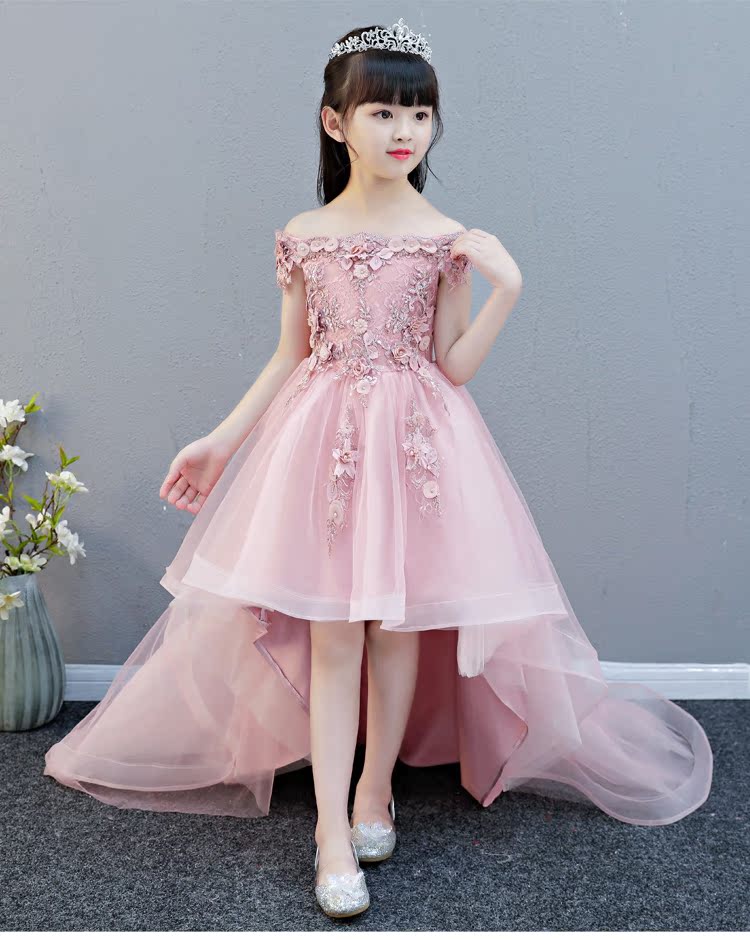 Cô gái đuôi cưới dài trẻ em chủ nhà catwalk buổi tối công chúa váy hoa cô gái mô hình trang phục piano quần áo bé trai
