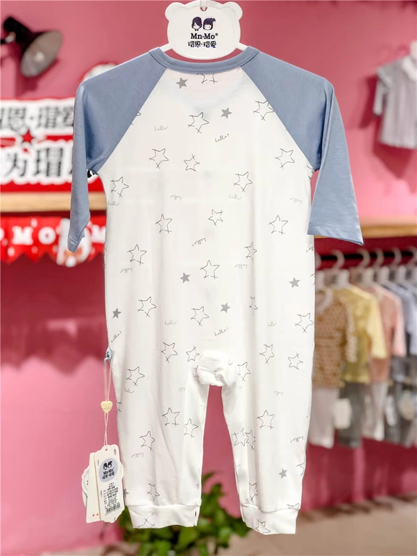 恩 瑁 9 2019 Mùa hè bé trai siêu mỏng phòng máy lạnh khép kín quần áo hip-hop cotton romper - Áo liền quần