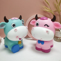 Large cow piggy bank cartoon creative zodiac cow childrens piggy bank vinyl anti-fall school company year of the ox gift