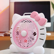  Cartoon cute Katie KT cat mini small electric fan student dormitory office desktop portable mute big wind