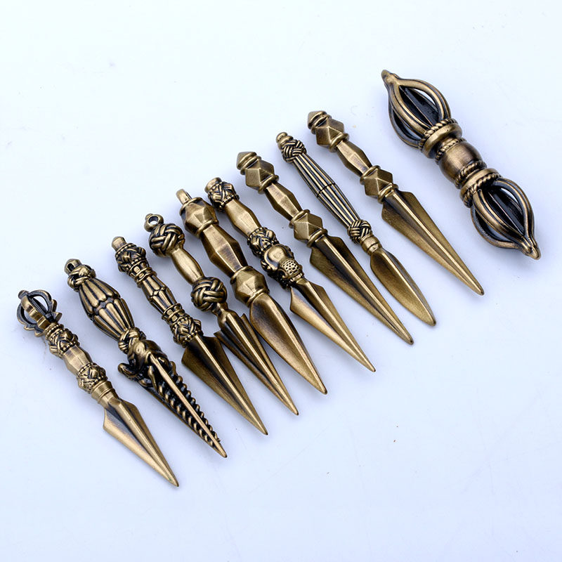 Pure copper descending vajra pendant for men and women small gold instrument couples safe buckle magic pestle necklace handmade vajra