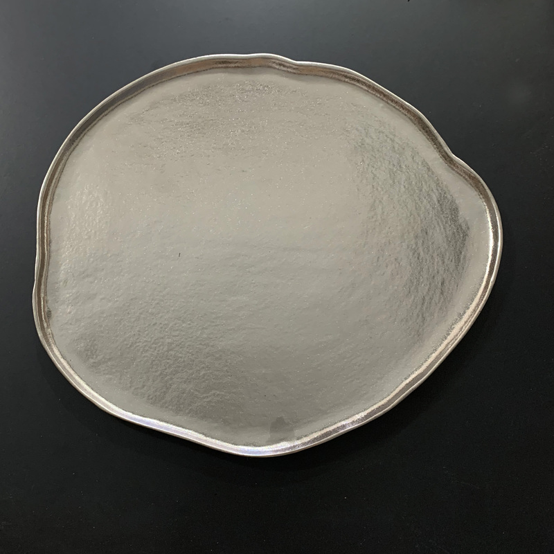 Silver Irregular High-End Fruit Plate, Bronze Irregular Tray, Designer Storage, Model Room Soft Decoration