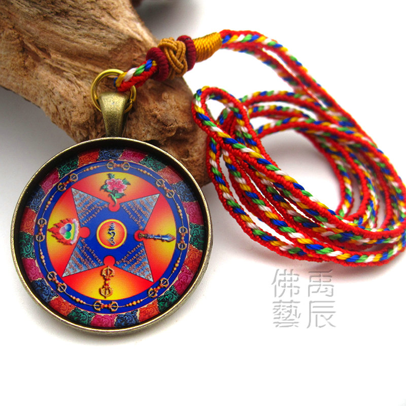 YC6349 Lotus division Indignant Mantra Armour Carry-on Wheel Buddha's Pendant Hide Method of Knot Necklace Customizable