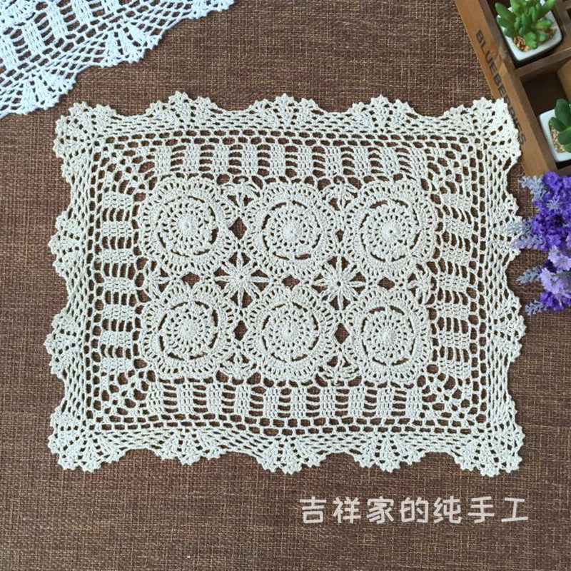 Hand Crochet Crochet Hook Flower Sofa Armrest Towel Nostalgia Vinyold Pure Cotton Woven Hollowed-out Dining Cushion Universal cover towel