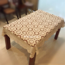 Old times Manual crochet needle hollowed-out woven beige white plant Nordic retro American field Table cloth flowers