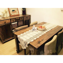 Manual Crochet Hook Lace Dining Side Cabinet Cover Towels Pure Cotton Lace Woven American Table Cloth Hollowed-out Table Flag Multidimensioned