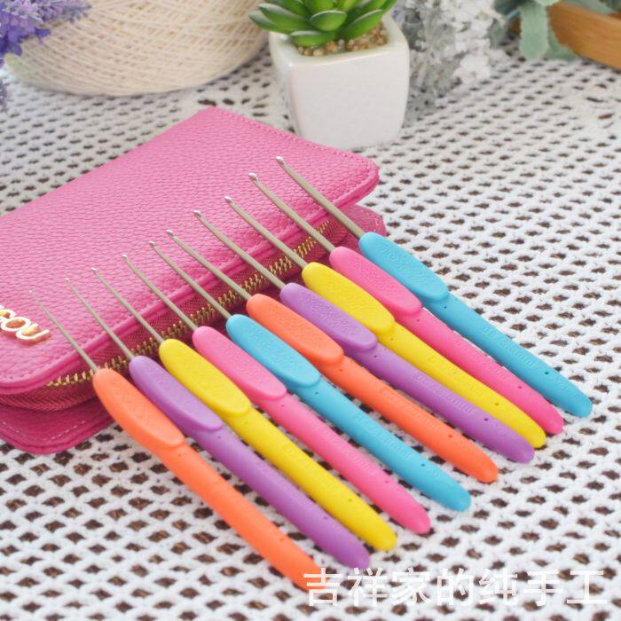 Crochet color soft handle crochet needle, smooth and comfortable to use (No. 1-9)