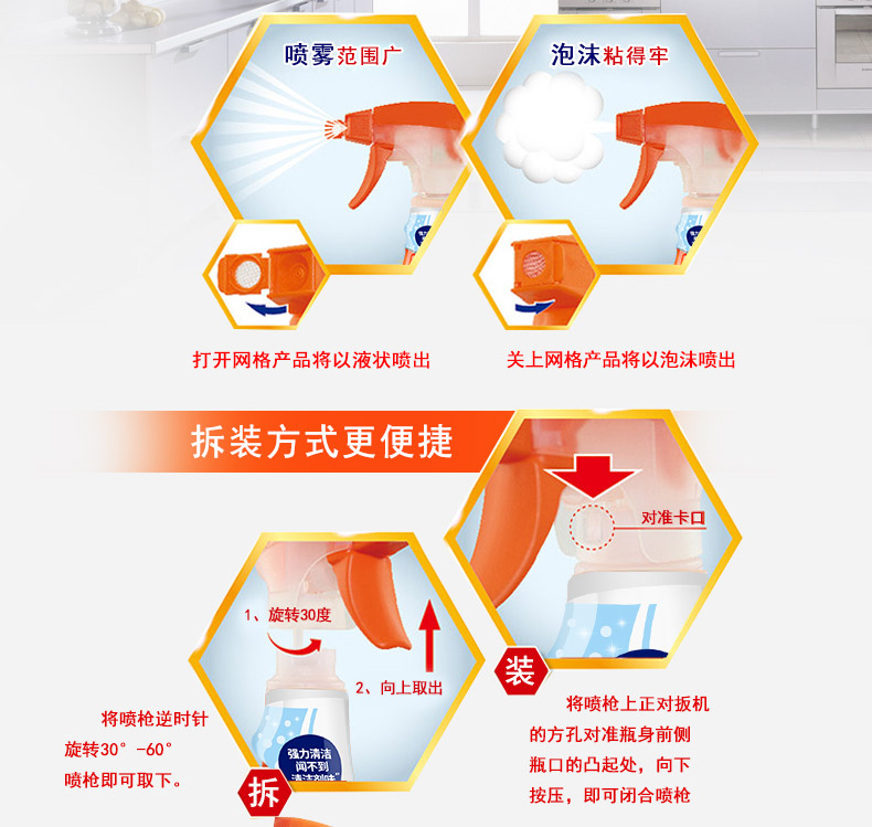 Ông Wei Meng bếp nặng dầu bẩn 4 ​​chai + chất tẩy mạnh để làm bẩn vết dầu mỡ - Trang chủ nước tẩy phòng tắm