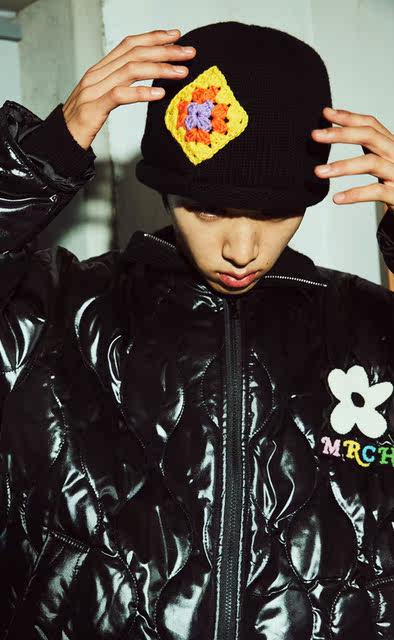 Domestic In-Stock Misterchild Crochet Flower Patchwork Patchwork Stitching Rolled Edge Wool Hat Beanie Multiple Styles