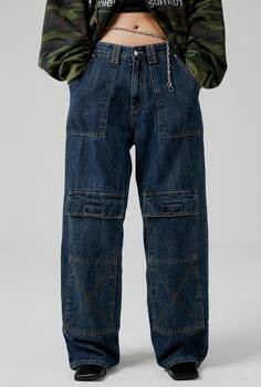 [Discount Clearance]In Stock Escstudio Straight-Leg Loose-Fit Workwear Denim Wide-Leg Pants