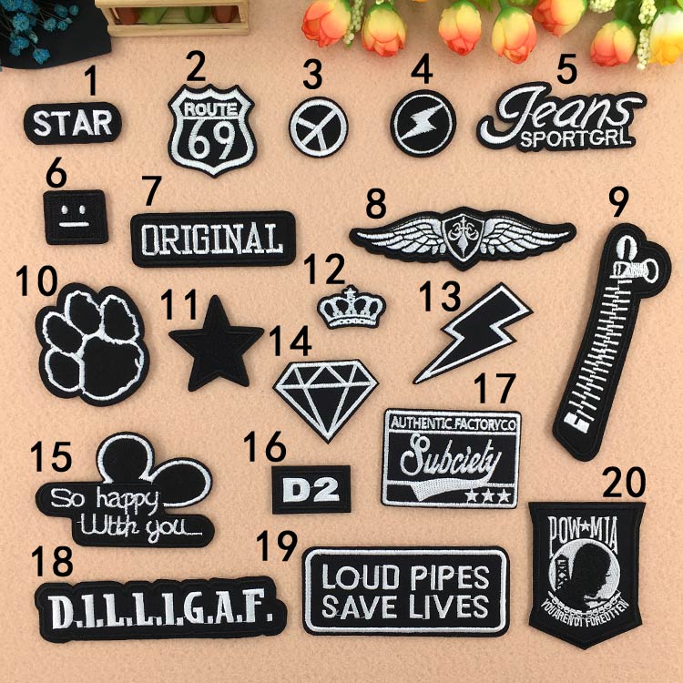 Flag cloth stickers exquisite embroidery holes stickers clothes denim down pants armbands badges car labels stickers adhesive