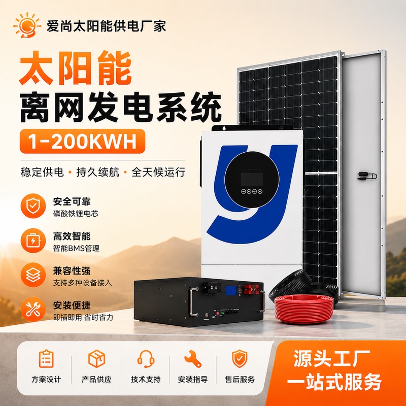 Solar Off-Grid Power Generation System, Complete Set of 220V Photovoltaic Energy Storage and Inverter All-In-One Machine, Household Power Generation Equipment for Mountainous Areas