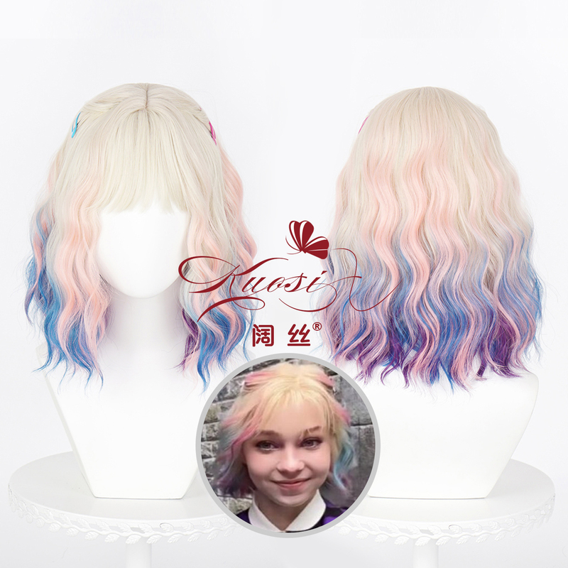 Little Wolf Girl 2 Ingrid Sinclair Colorful Scalp Roll Short Hair Cosplay Wig American Tv Series Wednesday New Movie Little Wolf Girl 2 Ingrid Sinclair Colorful Scalp Roll Short Hair Cosplay Wig American Tv Series Wednesday New Movie