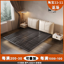 Suspended bed minimalist Italian light luxury leather bed 2022 new with sensor light master bedroom modern minimalist soft bed