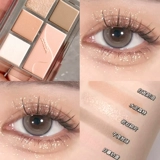 Палетка теней, матовые сиреневые зеленые румяна, в коричневых тонах