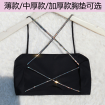 Back wrapped chest net red camisole ice silk sexy anti-light bottoming summer belt chest pad bright diamond strapless underwear women