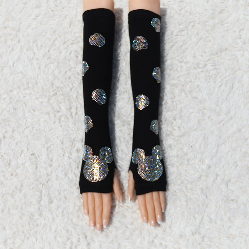 Arm cover women's autumn and winter arm warm wool long sleeves all-match fingerless knitted gloves with colored diamond fake sleeves