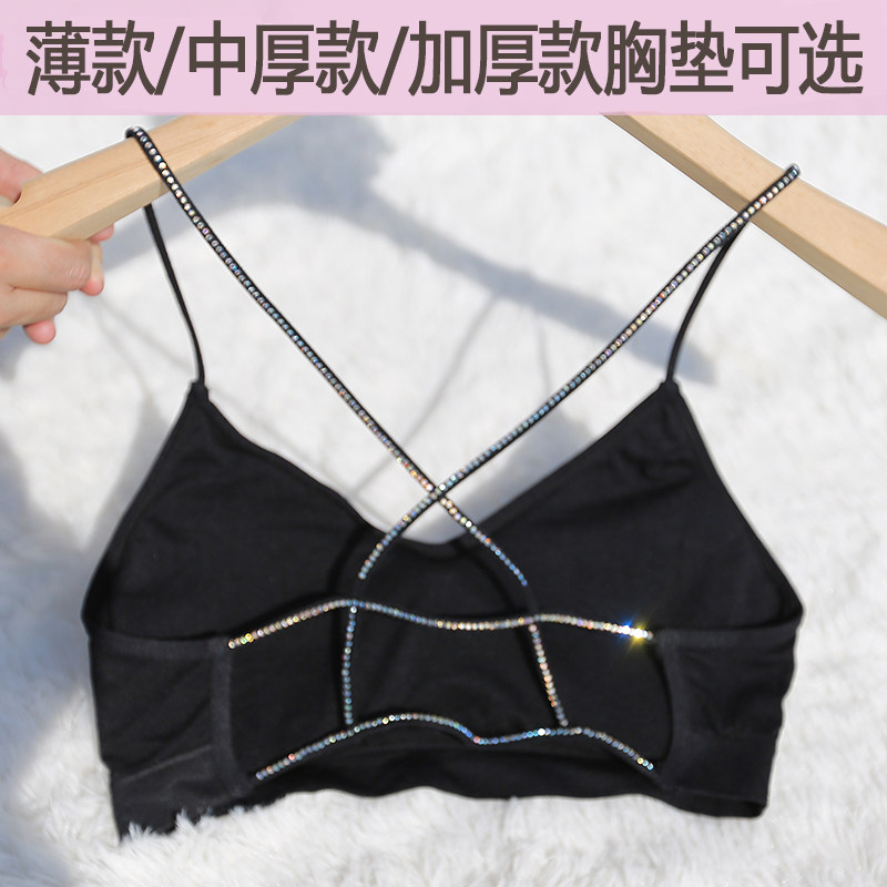 Camisole vest female beauty back wrap chest underwear short bottoming sexy inner Korean version bright diamond chest pad thick tube top