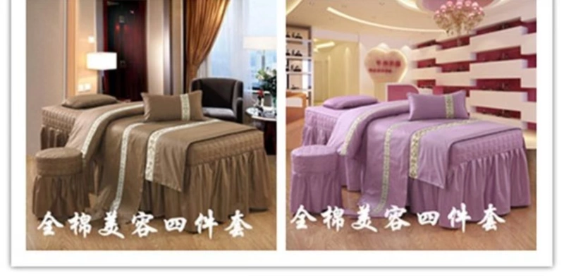 Đồng bằng màu sắc đẹp massage giường bốn bộ bông tấm spa dầu gội đầu giường bốn bộ thẩm mỹ viện trải giường bông khăn trải giường spa cao cấp