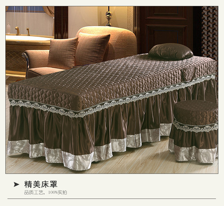 Miễn phí vận chuyển jacquard bông denim bedspread vẻ đẹp vẻ đẹp dầu gội tiệm massage gia đình châu Âu của bốn bộ khăn trải giường - Trang bị tấm ga trải giường spa đẹp