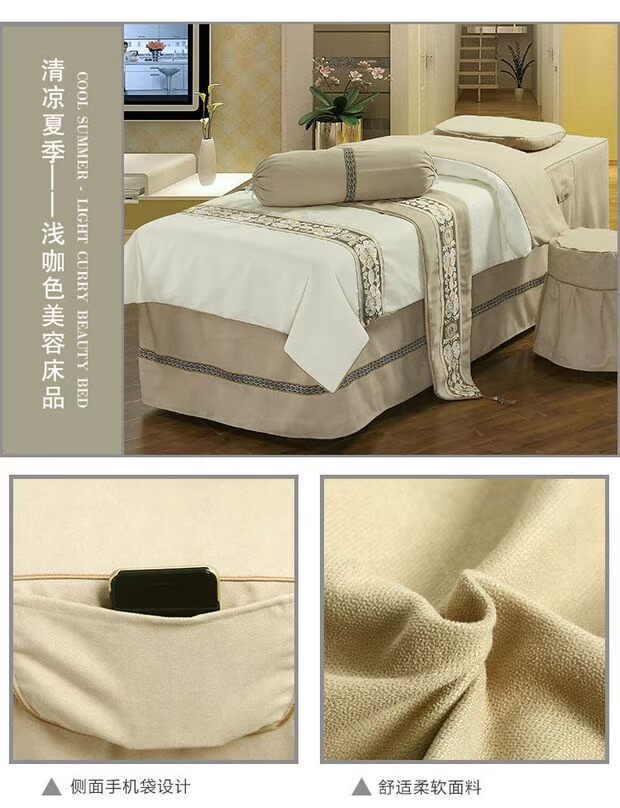 Khăn trải giường làm bằng vải cotton và vải lanh cao cấp bao gồm bốn bộ khăn trải giường nhỏ đẹp sang trọng châu Âu tùy chỉnh bốn bộ sức khỏe ra giường spa