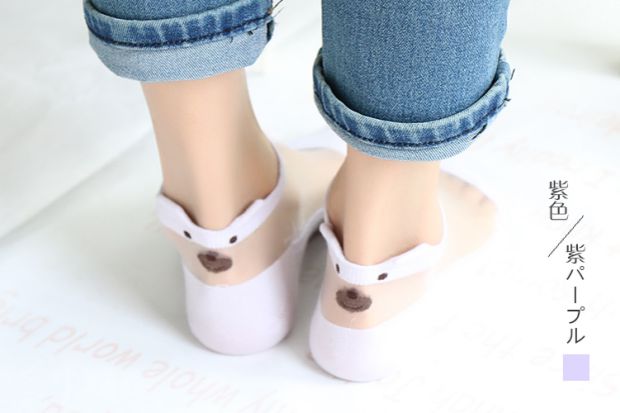 6 đôi stereo phim hoạt hình gấu vớ cotton đáy thuyền vớ Nhật Bản dễ thương vô hình vớ rắn màu pha lê vớ nữ vớ hoang dã - Vớ sợi tre vớ mỏng mùa hè nam giới