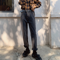 High waist Hallen jeans Women 2021 Autumn Winter big size Fat Sister Straight Cylinder Loose Slim Smoke Tube Pants