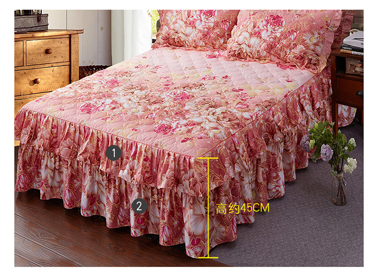 Cộng với kẹp bông cotton bên giường 4 bốn bộ chăn ga gối đệm dày kiểu váy cotton Hàn Quốc chăn ga khách sạn