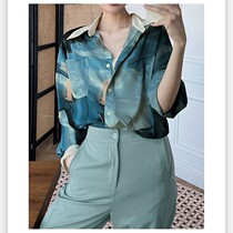 OL Career Water Ink suit paired with 90% pants casual profile Slim Woman New Printed Suit