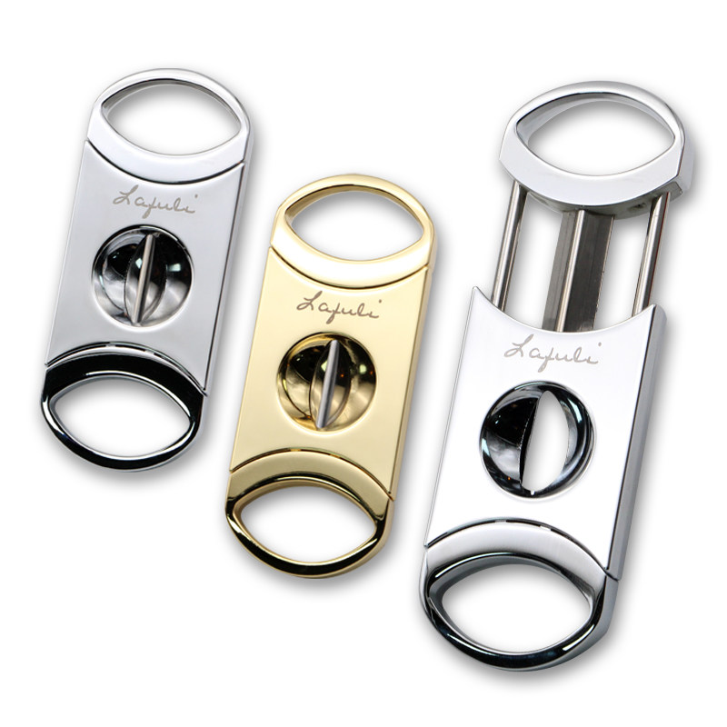 Lafuli Portable Cigar Cutter V Shape Metal Cigar Cutter Cigar Appliance Accessories Cigar Pliers Drilling