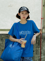 BENT IDEA summer New Limited blue LOGO loose couple Xinjiang cotton short sleeve T-shirt Street tide