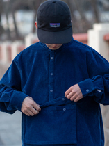 BENT IDEA 2021 spring new Japanese pocket tooling corduroy couple stand collar shirt mens shirt