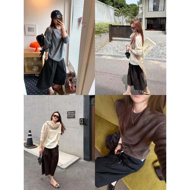 Seven Also Seamless Integrated Mulberry Silk Cashmere Wool Brushed Sweater Loose Slimming Top 2026 Autumn Women Seven Also Seamless Integrated Mulberry Silk Cashmere Wool Brushed Sweater Loose Slimming Top 2026 Autumn Women