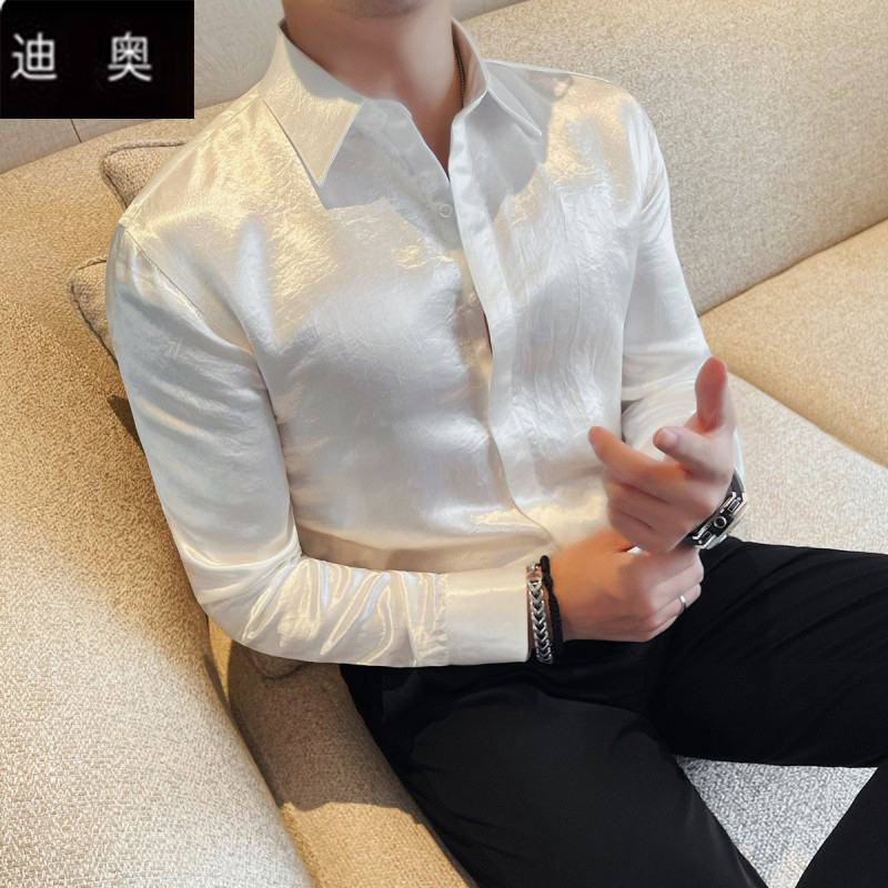 Dior Haute Couture Acetate Shirt, New Spring and Autumn Style, Hidden Pleats, Hidden Buttons, Long-Sleeved Shirt, High-End Business Casual