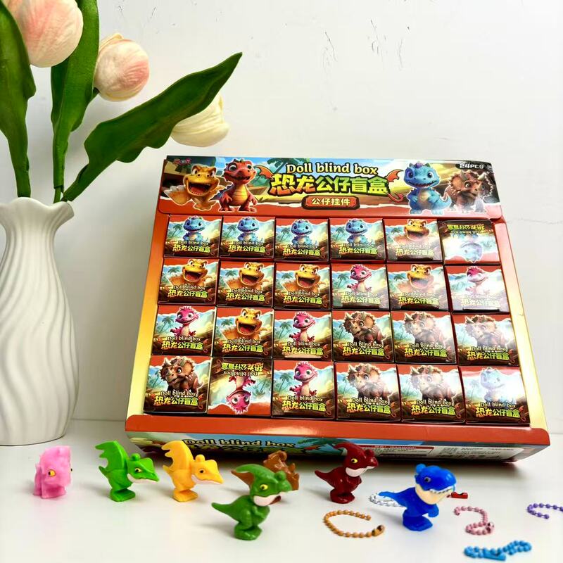 24-Piece Small Dinosaur Blind Box with Cute Dinosaurs, T-Rex, Pterosaur Keychain Pendants, Student Reward Toys