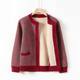 Middle-aged and elderly temperament mother dressed in winter coat old lady cardigan warm grandma dressed in thick plush top for women