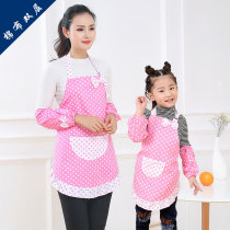 Cute apron custom LOGO Children adult sleeve headscarf children lady reverse wear painting kindergarten