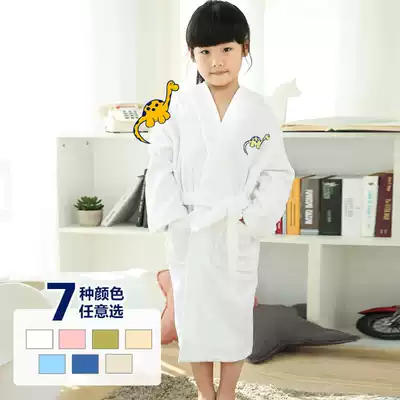 Full cotton hooded children's bathrobe cotton cut velvet autumn and winter boys and girls baby Bathing Bathing Bathing