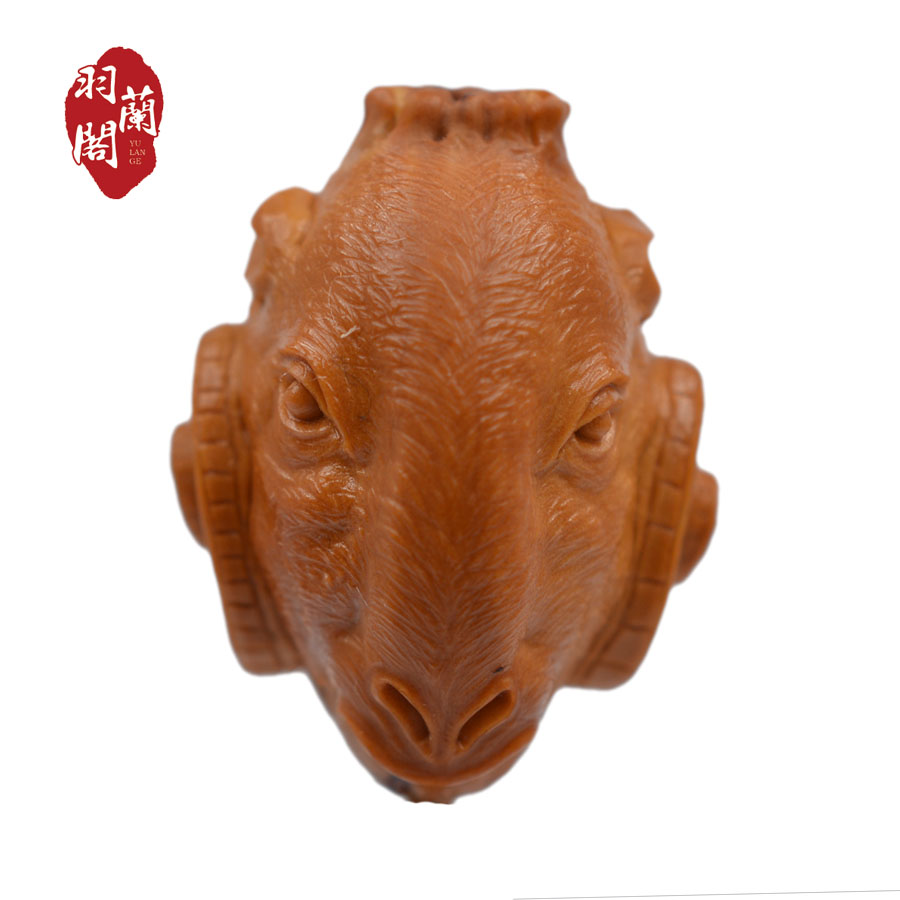 Olive Nuclear Sculptures Sheep Heads Single Seed Single Grain Boutique Pure Artisanal Sheep Pendant south work Sculptor men's gift for men