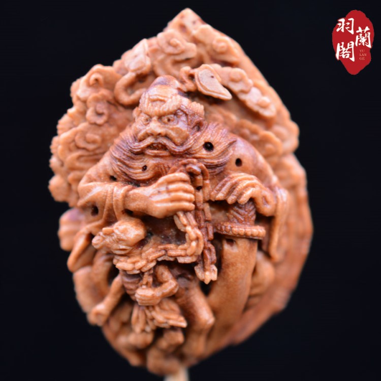 Peach Core Engraving Five Ghost Drama Bells of the Hollowed-out Scenery Belfry of the Monoseed Fan Pendant Pendant Single Grain Parent to promote South Ark Mountain