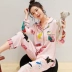 Bộ đồ ngủ cotton lụa xuân thu, áo khoác cardigan nữ mỏng dáng dài mùa hè có thể mặc ngoài - Cặp đôi